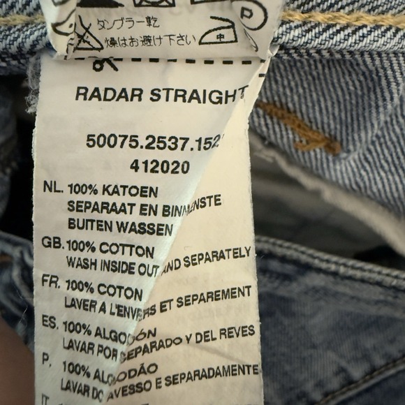 G Star Raw Jeans Men's 34x29 Blue Radar Straight Distressed Restored Y2K Hemmed - Picture 11 of 13